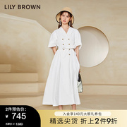 lilybrown春夏款，西装风衣系带双排，扣连衣裙lwfo221121