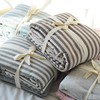 针织天竺棉四件套条纹，纯棉床笠被套枕套，简约舒适床品四季可用