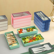便当盒上班族午餐盒三层便携可微波炉饭盒学生，专用带餐具沙拉饭盒