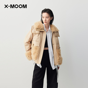 商场同款X--MOOM2023秋季山羊绒毛领高级感保暖鹅绒服女