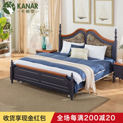 地中海风格实木床高箱床1.5米美式乡村储物床1.8米田园双人床婚床