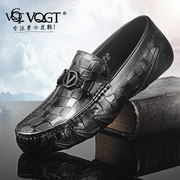 vqgt2021鳄鱼纹豆豆鞋真皮个性，男鞋手工休闲皮鞋一脚蹬懒人鞋