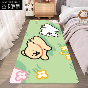 线条小狗maltese卡通，可爱床边毯卧室长条床前地毯加厚飘窗脚垫子