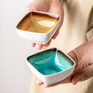 悠瓷 日式方形冰裂釉调味碟家用陶瓷小碟子蘸料碟味碟复古小菜碟
