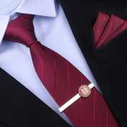 红色结婚领带男拉链式新郎，婚礼高端手打正装，西装商务男士免打