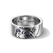 猫咪戒指925银男潮小众设计感单身戒冷淡风个性食指环开口可调节