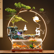 玻璃金鱼缸(金鱼缸)创意，流水生财摆件，循环茶桌办公室桌面客厅开业送礼
