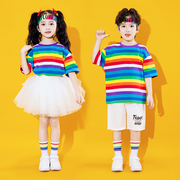 六一儿童啦啦队演出服彩虹男女童运动会团体表演服幼儿园街舞潮服