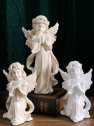 雕像摆设天使女孩使女少女桌面，饰品复古摆件，美式石膏树脂小天使天