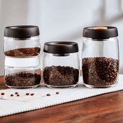 复古透明密封罐抽真空咖啡豆保存罐玻璃储存罐圆形防潮保鲜储物罐