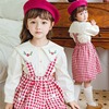 韩国童装秋款儿童长袖，衬衫翻领刺绣雪纺，衫可爱女童娃娃衫上衣