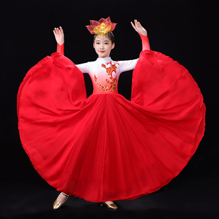 开场舞大摆裙儿童演出服女灯火里的中国舞蹈，合唱服装万疆古典现代