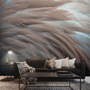 北欧电视影视墙壁纸4d羽毛，墙纸简约现代客厅卧室装饰壁画背景墙布