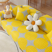 现代简约全棉沙发垫防滑四季通用坐垫布艺纯棉套，罩盖巾黄色北欧风