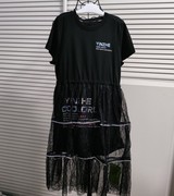 因系列儿童夏季网纱拼接黑色连衣裙女童裙子青少年时尚长裙