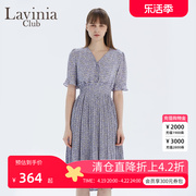 Lavinia Club拉维妮娅夏季优雅碎花V领高腰短袖连衣裙R13L81S