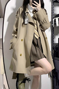 小个子风衣女2023春秋韩系高级感黑色英伦风中长短款大衣外套