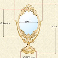 欧式复古金属镜子化妆镜台式镜桌面大号双面梳妆S镜公主镜家用卧
