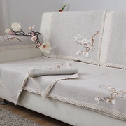 溪秀映像棉麻刺绣中式亚麻沙发垫布艺加厚坐垫子飘窗垫实木靠背巾