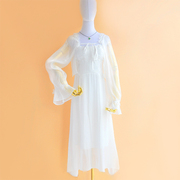 两件套雪纺连衣裙 玻璃纱大摆仙女裙长袖A字公主裙白色吊带裙长裙