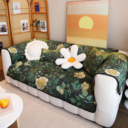 敏顺美式田园花卉野玫瑰沙发垫四季通用雪尼尔防滑耐磨沙发座垫子