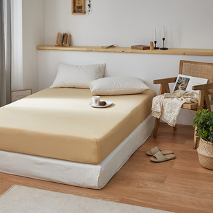 纯色全棉针织棉单品床笠 日式纯色纯棉可裸睡单床单1.8床罩三件套