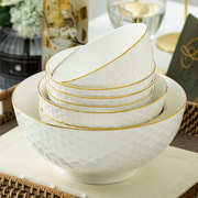 吃面碗套装碗家用碗10个套装家庭装一家四口碗餐具套装五寸碗陶瓷