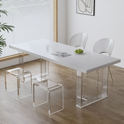 亚克力餐桌椅组合简约创意悬浮桌轻奢白蜡木大板桌实木工作办公桌