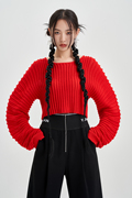 依江斓YIJIANGLAN设计师品牌23秋冬毛衣蝙蝠袖造型个性夸张