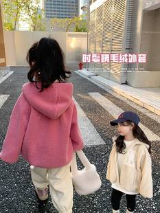 依’依??妈女童冬装韩版洋气羊羔毛外套儿童宝宝加厚牛奶；.&；