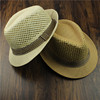 爵士帽草帽男女出游沙滩帽，遮阳英伦帽子亲子，儿童礼帽卷边镂空凉帽
