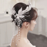 新娘头饰超仙美水晶，流苏边夹闪亮晶晶套装，韩式婚礼婚纱配饰