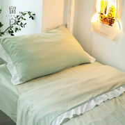 大学生宿舍被套床上三件套纯棉纯色，ins风秋季床单荷叶边床上用品