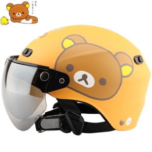 台湾华泰拉拉熊磨砂黄电动哈雷摩托车头盔安全帽男女防紫外线夏季