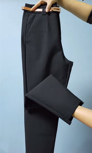 欧货气质西服裤2024年春季修身显瘦南韩棉黑色，女士直筒小脚裤