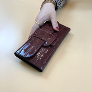 钱包女长款真皮，2023时尚鳄鱼纹大容量，折叠式多功能卡包手拿包