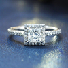 帝兰珠宝18k白金公主方钻石(方钻石)戒指女戒群镶真钻钻戒求婚结婚戒指环