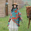 尼泊尔腰果花披肩西藏草原旅游拍照民族风围巾斗篷女加厚保暖披风