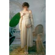 孕妇拍照服装影楼法式复古油画风高级感抹胸长裙礼服艺术摄影