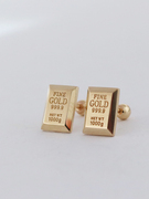 jmo14k韩国纯金黄金耳钉个性气质金砖，设计感纯金拧螺丝耳饰女k