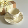 ins博主同款法式奶油色浮雕玫瑰陶瓷咖啡杯碟精致下午茶花茶杯子