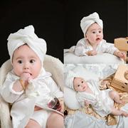 薄款新生儿摄影道具满月百天摄影服装服饰宝宝拍照服装浴袍套装