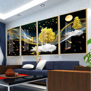 客厅装饰画四联挂画冰晶玻璃有框画晶瓷画沙发背景墙卧室走廊