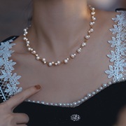 高档天然淡水珍珠项链女复古法式时尚宫廷风格气质满天星简约
