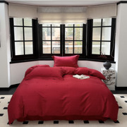 被套大红色床单床笠款2.0m四件套提花全纯高端婚庆床品棉
