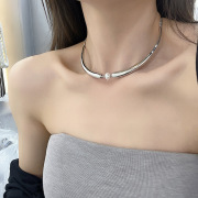 个性设计感网红银珍珠项链女式轻奢高级感小众气质短款锁骨链项圈