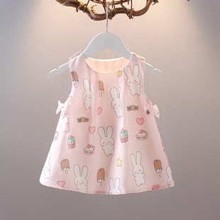 女宝宝夏季连衣裙0-1-2-3岁女童，洋气背心裙子，婴幼儿卡通连衣裙潮
