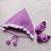 紫葡萄宝宝鞋帽套装礼物，婴儿毛线鞋钩针，新手材料包森妈手工diy