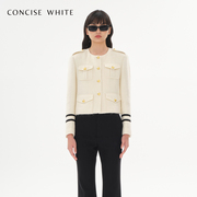 concise-white简白英伦海军风，羊毛短外套，上衣23秋冬设计师