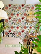 复古法式大花壁纸美式乡村墙纸客厅卧室婚房墙布电视沙发背景壁布